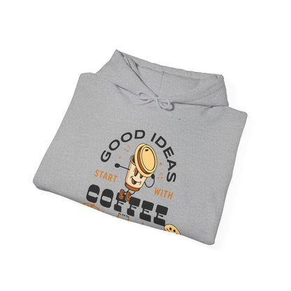 Good Ideas Start with Coffee & Pickleball - Unisex  Hooded Sweatshirt | Available in 9 colors