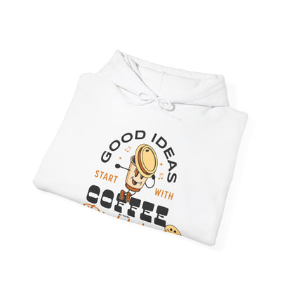 Good Ideas Start with Coffee & Pickleball - Unisex  Hooded Sweatshirt | Available in 9 colors