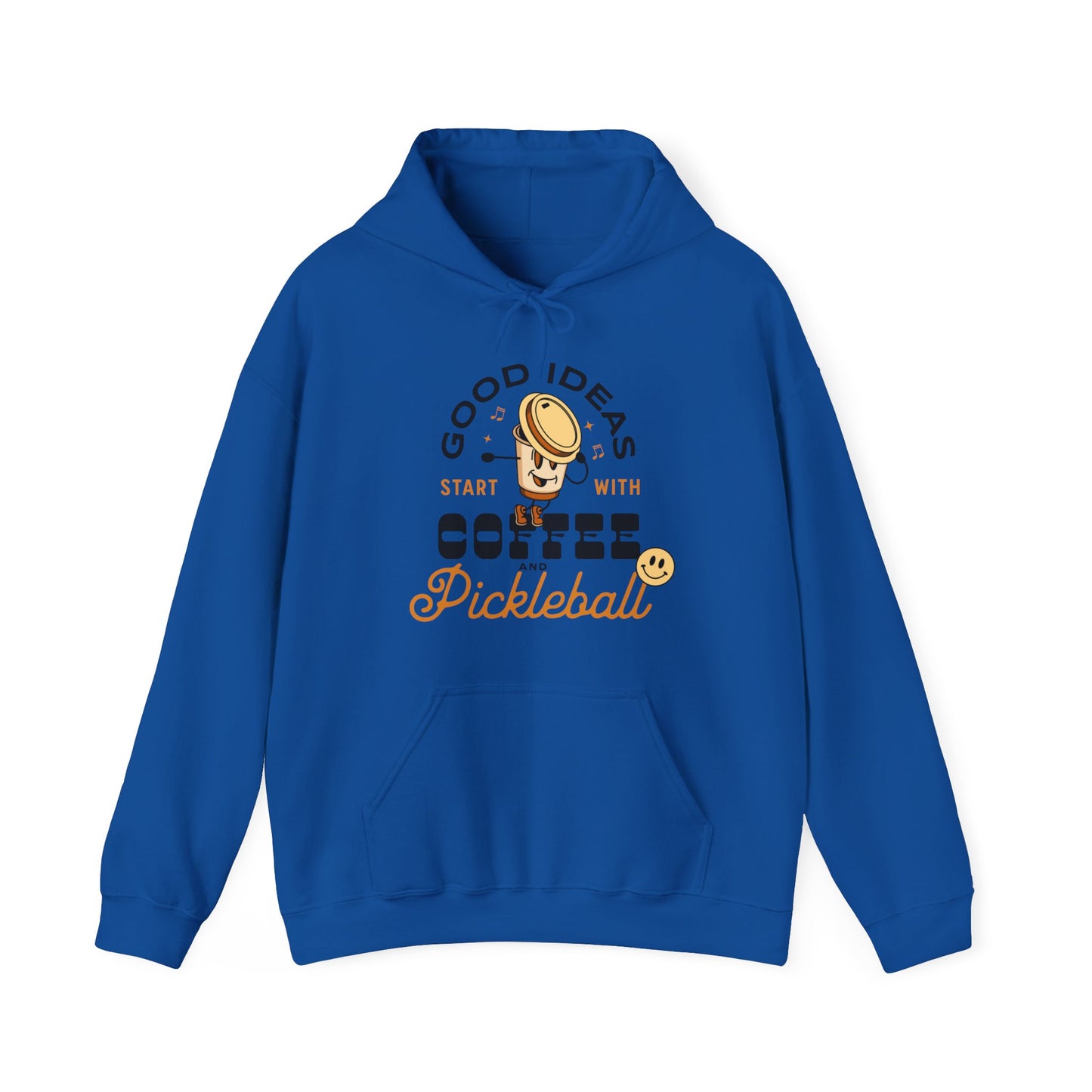 Good Ideas Start with Coffee & Pickleball - Unisex  Hooded Sweatshirt | Available in 9 colors